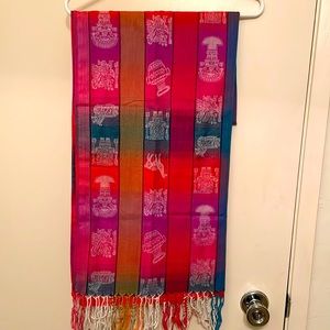 Peruvian Pashmina Wrap Scarf - Multicolor pinks Alpaca Blend Large 27x70 - NEW